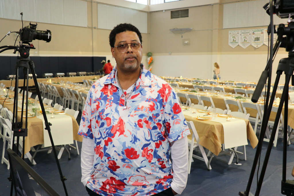 The banquet hall set for A Day of Thanks luncheon at Loma Alta Park Gym in Altadena
