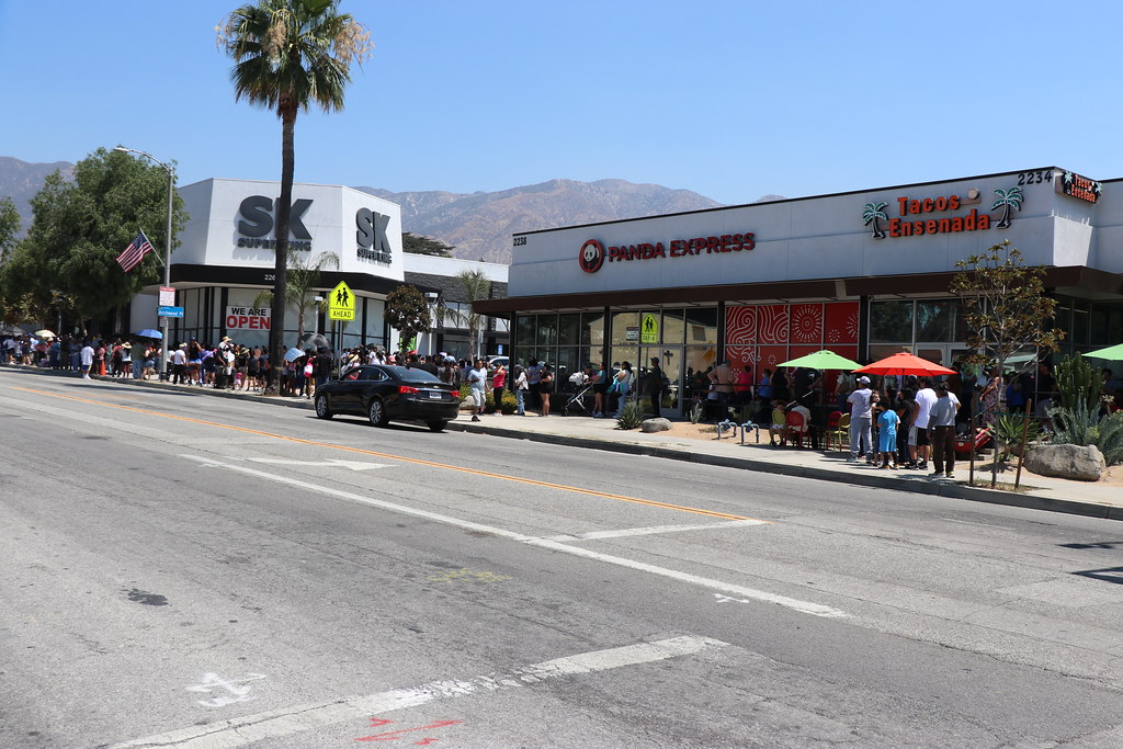 Altadena neighbors gathering at a community aid and resource distribution after the Eaton Fire